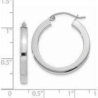 14K White Gold 3mm Polished Square Tube Hoop Earrings - Elegant and Contemporary Design by Oro Pregiato