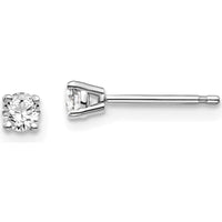 14K White Gold 3mm Round Diamond Stud Earrings with Push Back Closure - 0.20 Carat Total Diamond Weight by 0