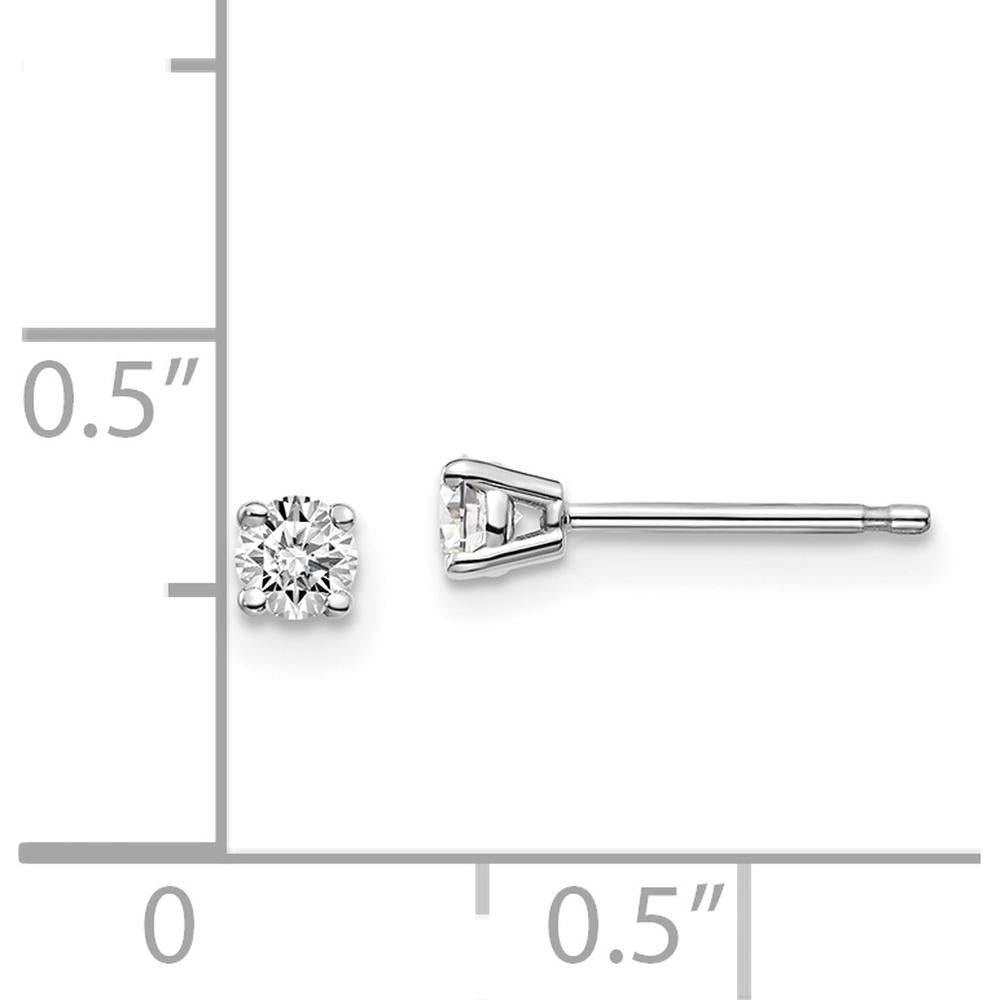 14K White Gold 3mm Round Diamond Stud Earrings with Push Back Closure - 0.20 Carat Total Diamond Weight by 0