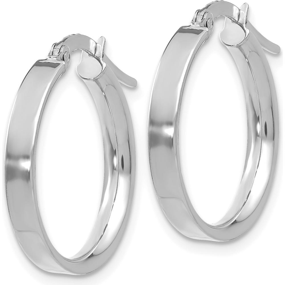 14K White Gold 3mm Small Hoop Earrings with Rhodium Plating by Monteluci Fine Jewelry