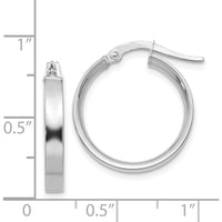 14K White Gold 3mm Small Hoop Earrings with Rhodium Plating by Monteluci Fine Jewelry