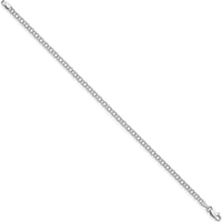 14K White Gold 3mm Solid Double Link 8" Charm Bracelet - Rhodium Plated by 0