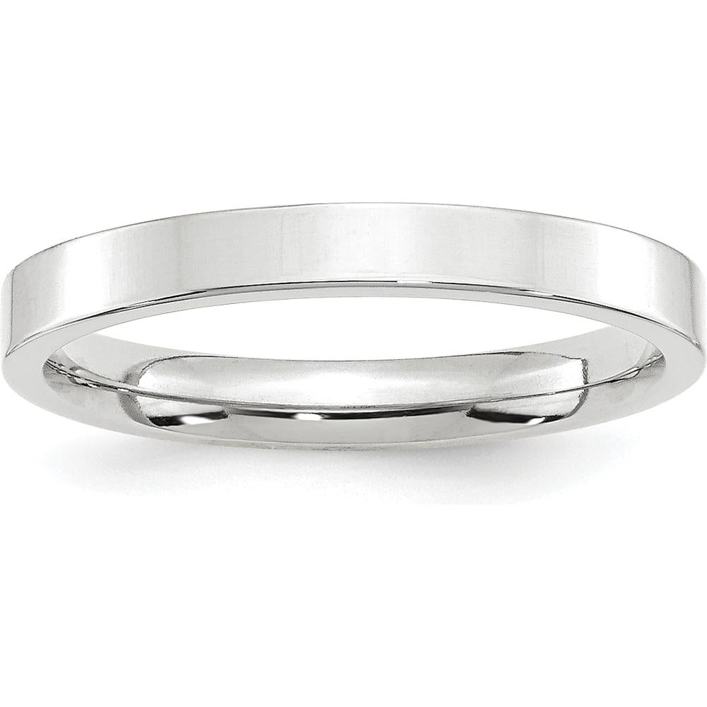 14K White Gold 3mm Standard Weight Flat Comfort Fit Wedding Band - Size 8 by Luciano & Cie
