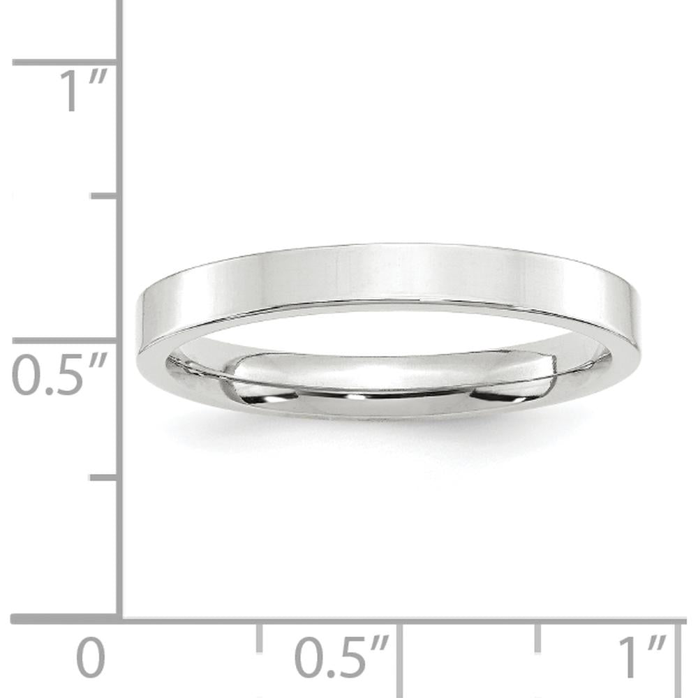 14K White Gold 3mm Standard Weight Flat Comfort Fit Wedding Band - Size 8 by Luciano & Cie