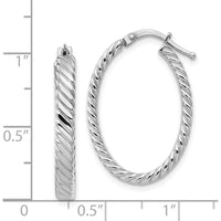 14K White Gold 3mm Striped Patterned Large Hoop Earrings - Polished Finish by 0