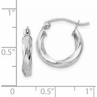 14K White Gold 3mm Twisted Hoop Earrings - Rhodium Plated, Polished Finish by 0