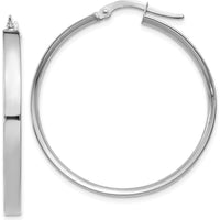 14K White Gold 3mm XL Hoop Earrings - Polished Finish with Rhodium Plating by Monteluci Fine Jewelry