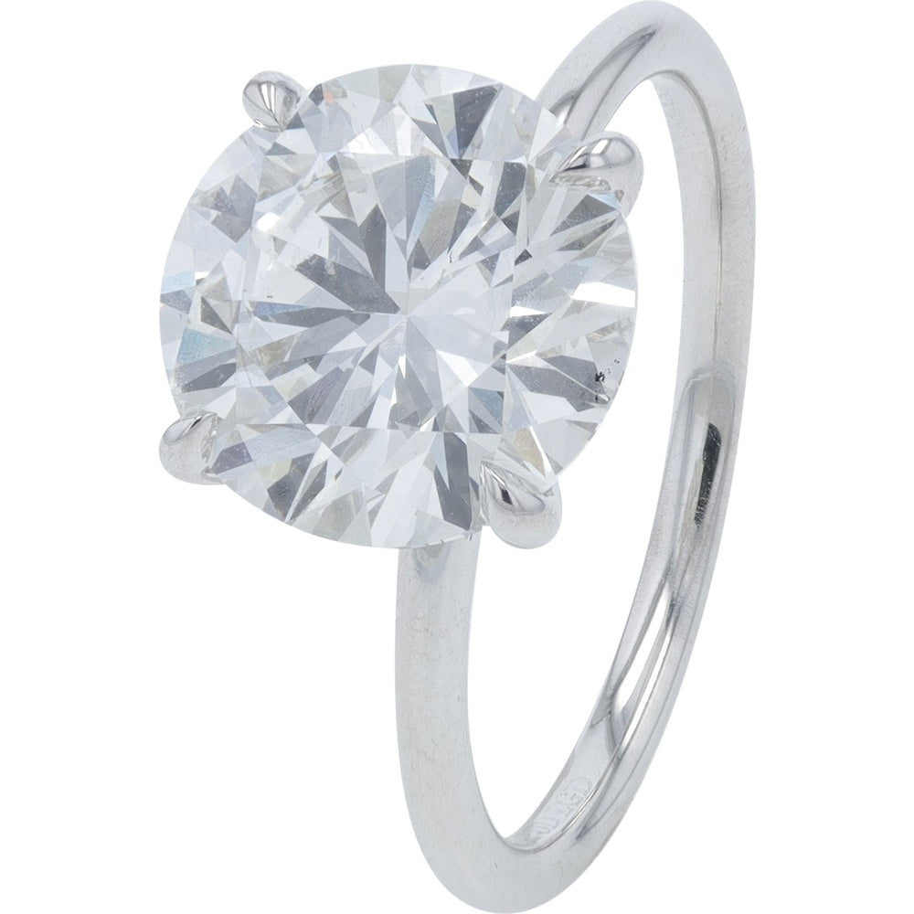 14K White Gold 4.00 Carat Total Weight Lab-Grown Round Cut Diamond Engagement Ring with Classic Four-Prong Solitaire Setting