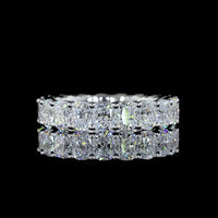 14K White Gold 4.01 Carat Total Weight Eternity Band with 19 Cushion Brilliant Cut Lab Diamonds in Prong Setting - E-F Color VS Clarity - Covaloro Fine Jewelry