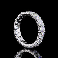14K White Gold 4.01 Carat Total Weight Eternity Band with 19 Cushion Brilliant Cut Lab Diamonds in Prong Setting - E-F Color VS Clarity - Covaloro Fine Jewelry