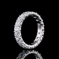 14K White Gold 4.01 Carat Total Weight Eternity Band with 19 Cushion Brilliant Cut Lab Diamonds in Prong Setting - E-F Color VS Clarity - Covaloro Fine Jewelry