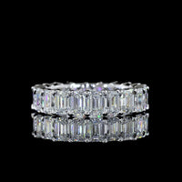 14K White Gold 4.07 Carat Eternity Band with Prong Set Emerald Cut Lab Diamonds - F VS1 Clarity, Total 21 Stones - Covaloro Fine Jewelry