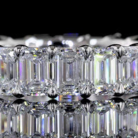 14K White Gold 4.07 Carat Eternity Band with Prong Set Emerald Cut Lab Diamonds - F VS1 Clarity, Total 21 Stones - Covaloro Fine Jewelry