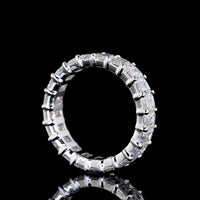 14K White Gold 4.07 Carat Eternity Band with Prong Set Emerald Cut Lab Diamonds - F VS1 Clarity, Total 21 Stones - Covaloro Fine Jewelry