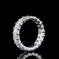 14K White Gold 4.07 Carat Eternity Band with Prong Set Emerald Cut Lab Diamonds - F VS1 Clarity, Total 21 Stones - Covaloro Fine Jewelry