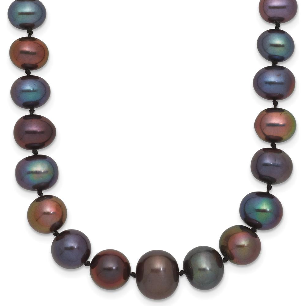 14K White Gold 4-10mm Graduated Black Freshwater Cultured Pearl Necklace - 18" by Monteluci Fine Jewelry