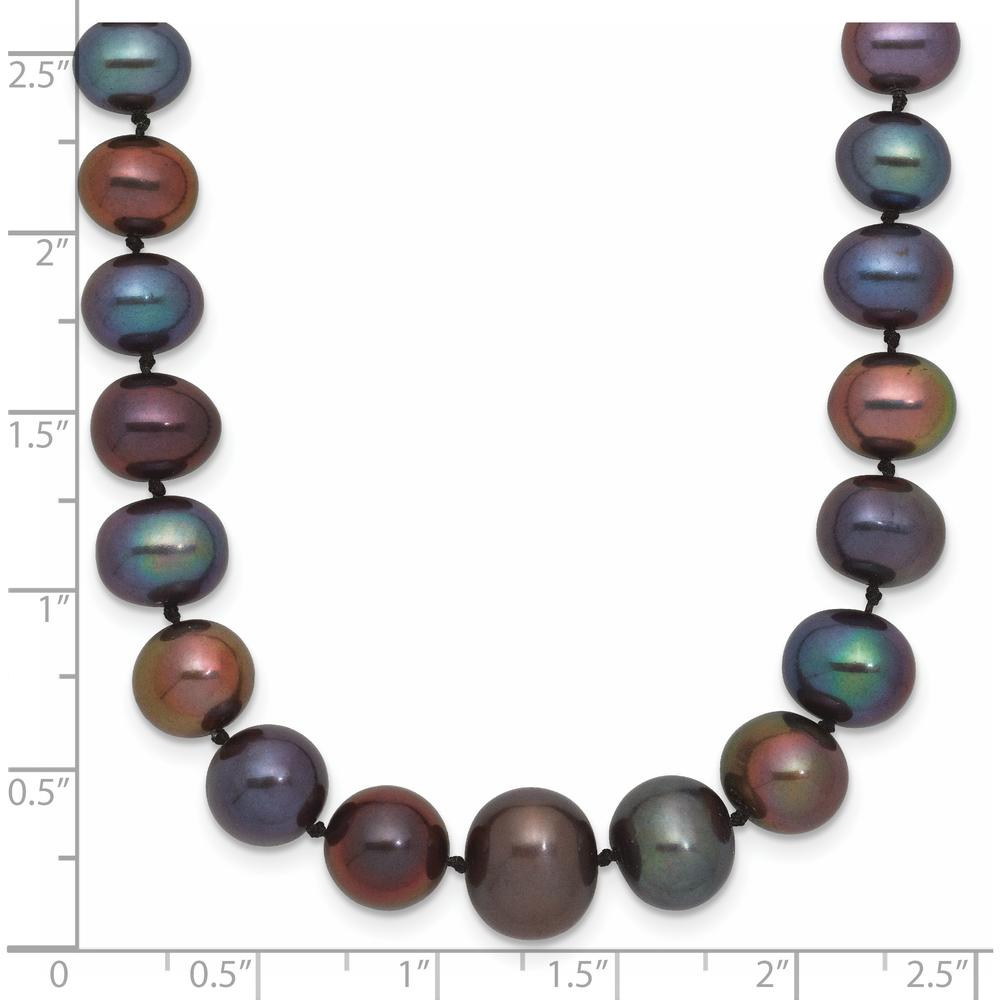 14K White Gold 4-10mm Graduated Black Freshwater Cultured Pearl Necklace - 18" by Monteluci Fine Jewelry