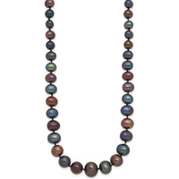14K White Gold 4-10mm Graduated Black Freshwater Cultured Pearl Necklace - 18" by Monteluci Fine Jewelry
