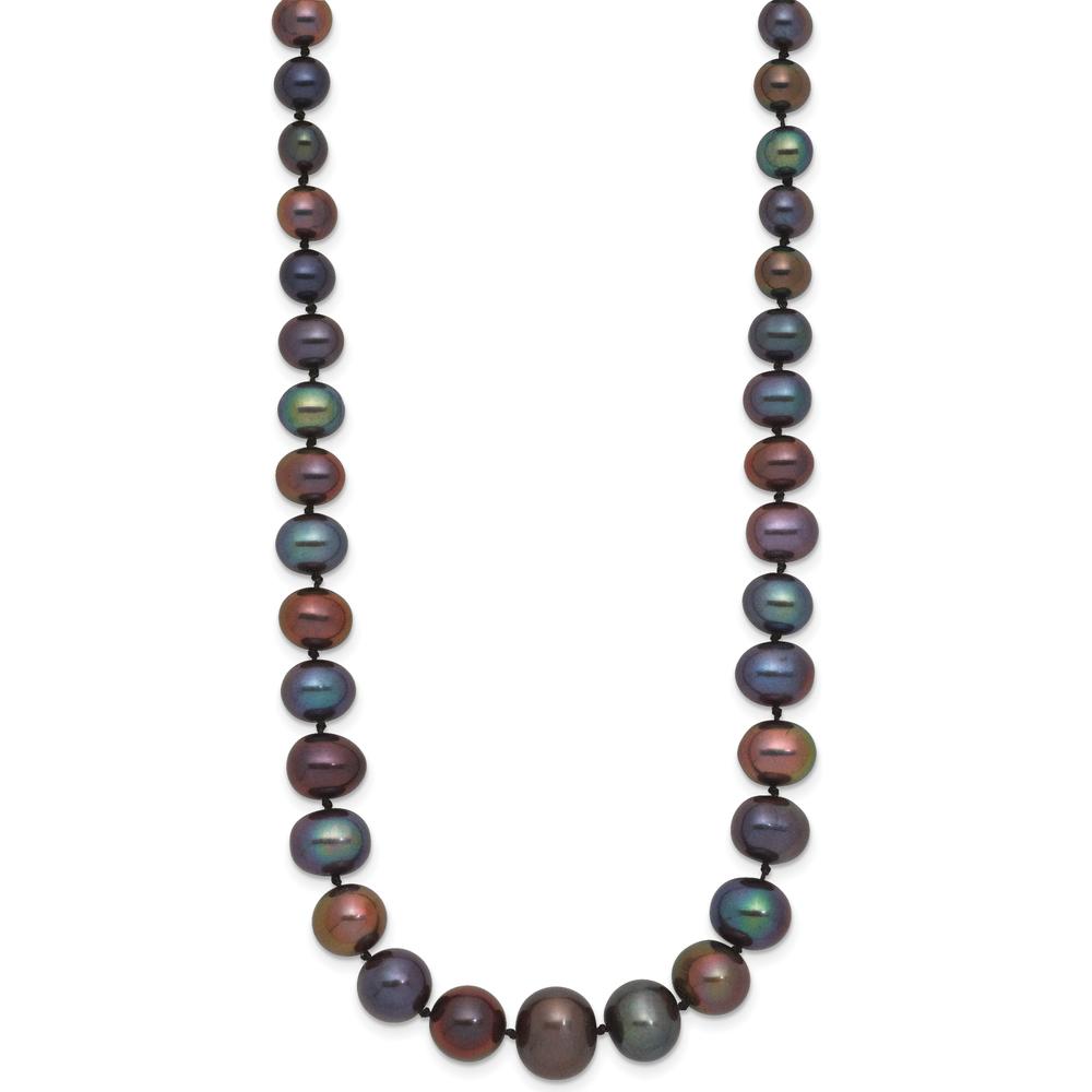 14K White Gold 4-10mm Graduated Black Freshwater Cultured Pearl Necklace - 18" by Monteluci Fine Jewelry