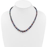 14K White Gold 4-10mm Graduated Black Freshwater Cultured Pearl Necklace - 18" by Monteluci Fine Jewelry