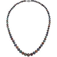 14K White Gold 4-10mm Graduated Black Freshwater Cultured Pearl Necklace - 18" by Monteluci Fine Jewelry