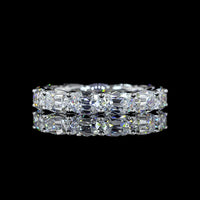 14K White Gold 4.16 Carat Eternity Band with East-West Prong Set Antique Cushion Cut Lab Diamonds (E-F Color, VS2 Clarity) - Covaloro Fine Jewelry