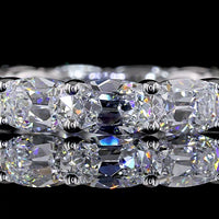 14K White Gold 4.16 Carat Eternity Band with East-West Prong Set Antique Cushion Cut Lab Diamonds (E-F Color, VS2 Clarity) - Covaloro Fine Jewelry