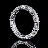 14K White Gold 4.16 Carat Eternity Band with East-West Prong Set Antique Cushion Cut Lab Diamonds (E-F Color, VS2 Clarity) - Covaloro Fine Jewelry