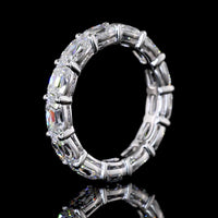 14K White Gold 4.16 Carat Eternity Band with East-West Prong Set Antique Cushion Cut Lab Diamonds (E-F Color, VS2 Clarity) - Covaloro Fine Jewelry