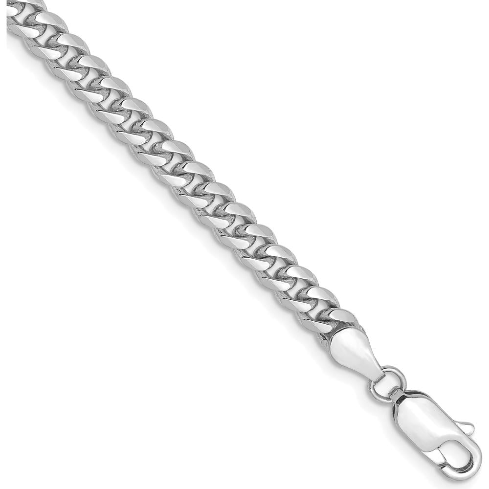 14K White Gold 4.25mm Solid Miami Cuban Chain - 8 Inch by Oro Pregiato