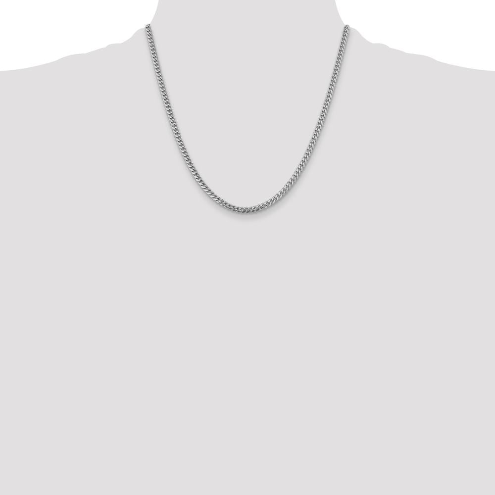 14K White Gold 4.25mm Solid Miami Cuban Chain Necklace - 20 inches by Oro Pregiato
