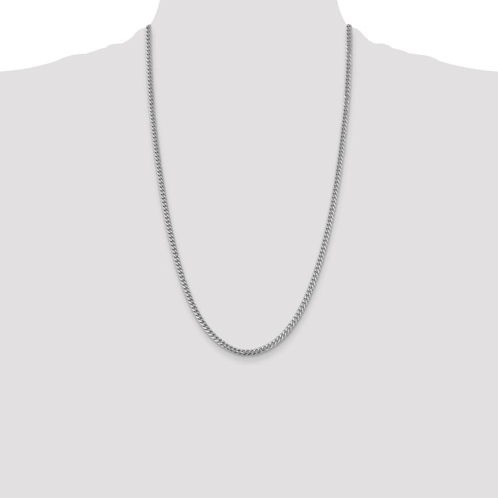 14K White Gold 4.25mm Solid Miami Cuban Chain Necklace - 26 inches by Oro Pregiato