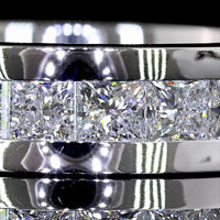 14K White Gold 4.36 Carat Princess Cut Lab Diamond Eternity Band with Channel Setting - 23 Stones E-F VS Quality - Covaloro Fine Jewelry