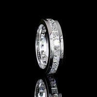 14K White Gold 4.36 Carat Princess Cut Lab Diamond Eternity Band with Channel Setting - 23 Stones E-F VS Quality - Covaloro Fine Jewelry