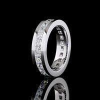 14K White Gold 4.36 Carat Princess Cut Lab Diamond Eternity Band with Channel Setting - 23 Stones E-F VS Quality - Covaloro Fine Jewelry