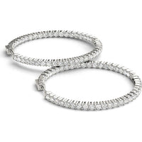 14K White Gold 4.4 Carat Total Weight Lab Diamond 1.2 Inch Two-Prong Round Hoop Earrings by Robinson's Jewelers