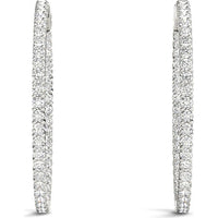 14K White Gold 4.4 Carat Total Weight Lab Diamond 1.2 Inch Two-Prong Round Hoop Earrings by Robinson's Jewelers