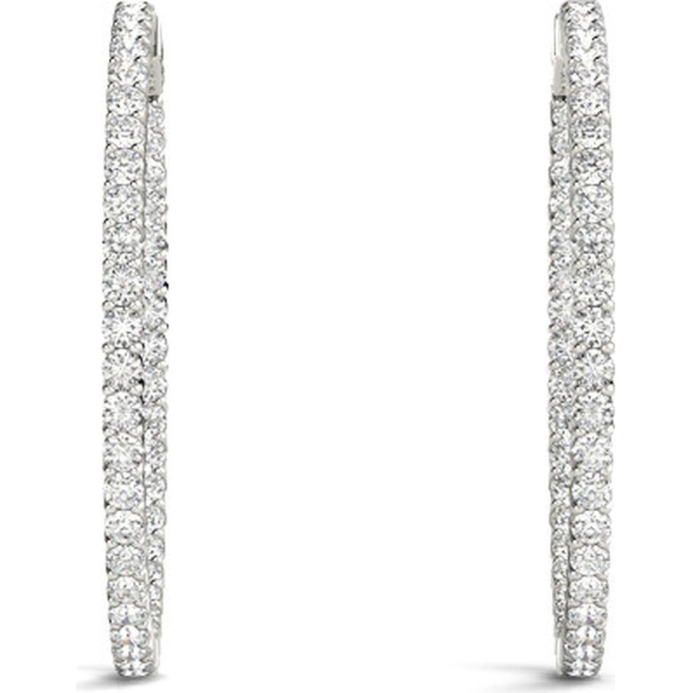 14K White Gold 4.4 Carat Total Weight Lab Diamond 1.2 Inch Two-Prong Round Hoop Earrings by Robinson's Jewelers