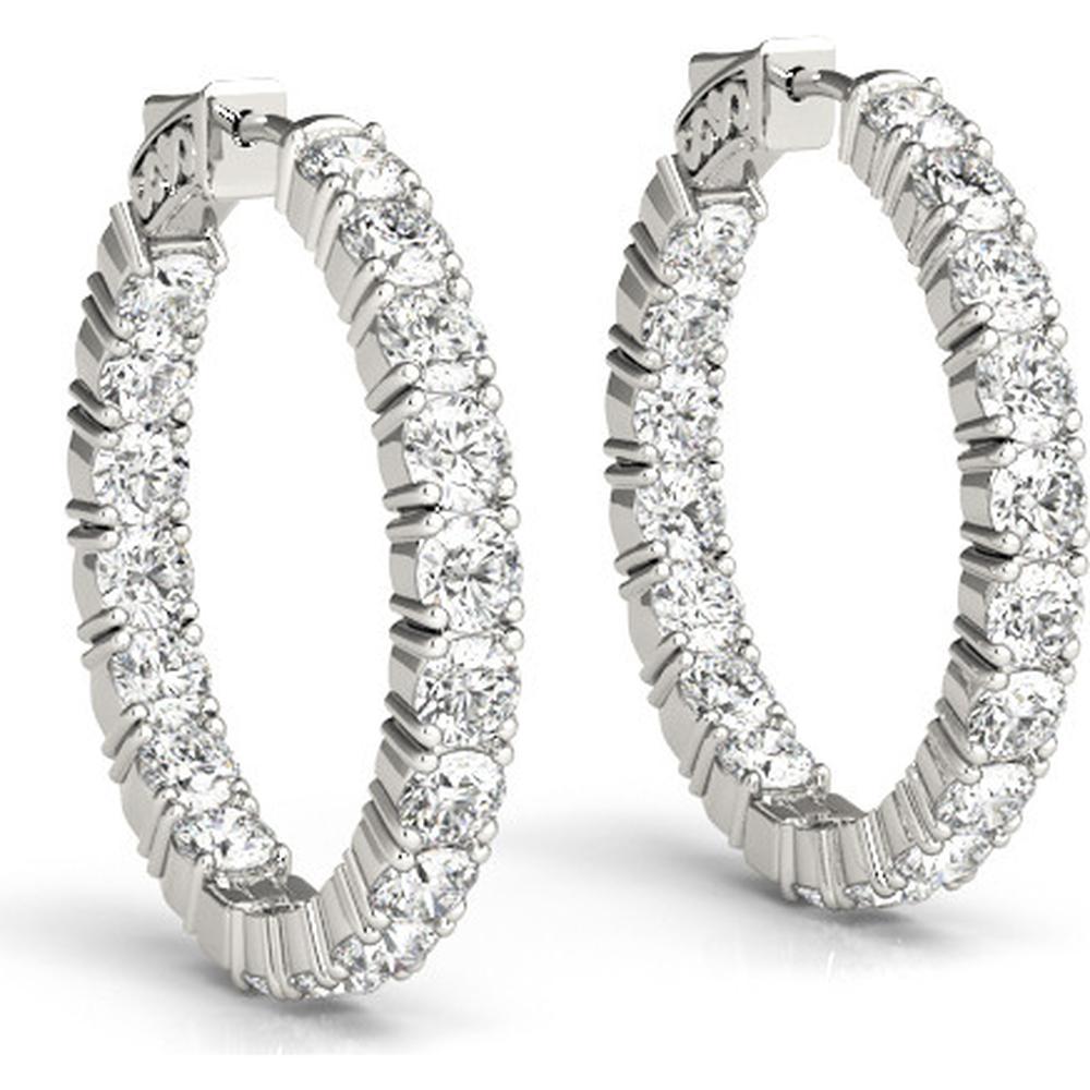 14K White Gold 4.4 Carat Total Weight Lab Diamond Hoop Earrings by Robinson's Jewelers