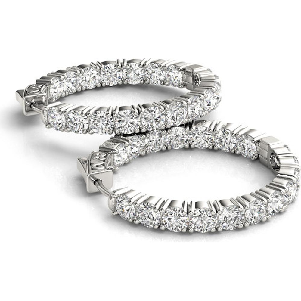 14K White Gold 4.4 Carat Total Weight Lab Diamond Hoop Earrings by Robinson's Jewelers