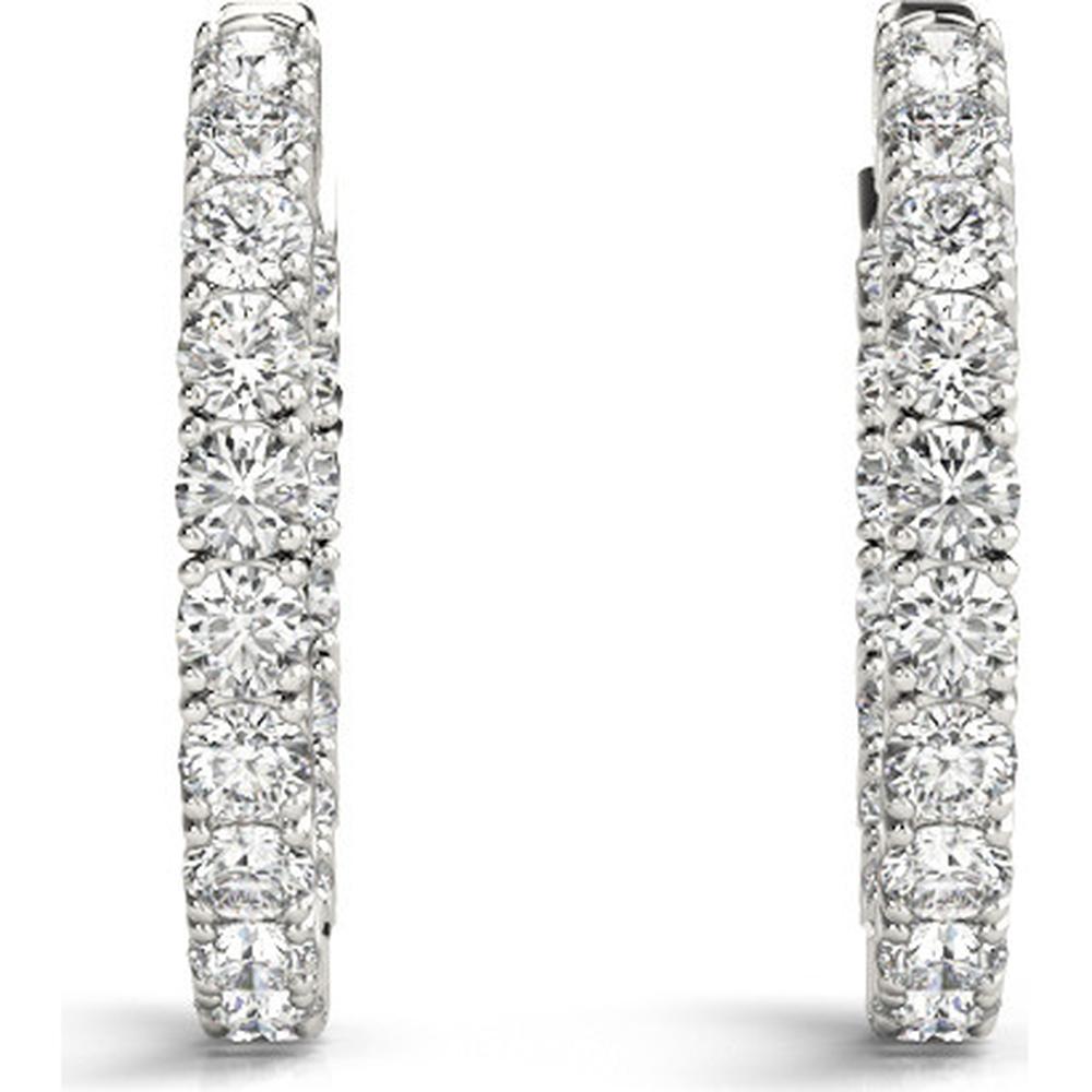 14K White Gold 4.4 Carat Total Weight Lab Diamond Hoop Earrings by Robinson's Jewelers