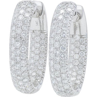 14K White Gold 4.50 Carat Diamond Inside - Out Hoop Earrings - Prong Set Sparkling Diamonds