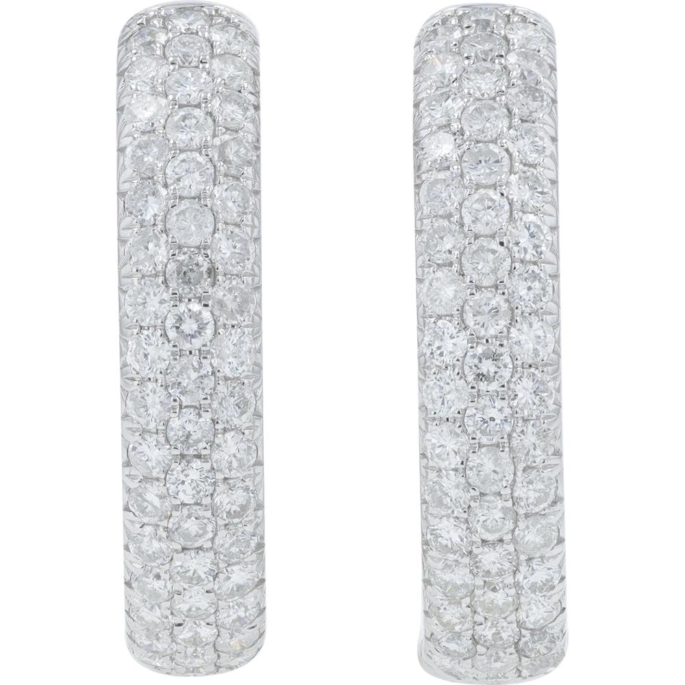 14K White Gold 4.50 Carat Diamond Inside - Out Hoop Earrings - Prong Set Sparkling Diamonds