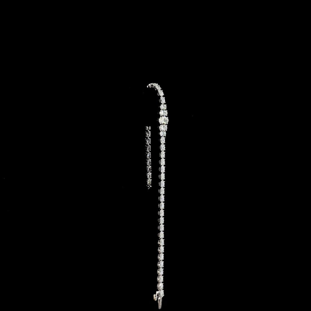 14K White Gold 4.53 Carats Oval Cut Lab Diamond Graduating Riviera Bracelet in Prong Setting - E-F Color, VVS2 Clarity - Covaloro Fine Jewelry