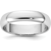 14K White Gold 4.5mm Domed Half Round Wedding Band with Polished Finish - Size 8 by Luciano & Cie