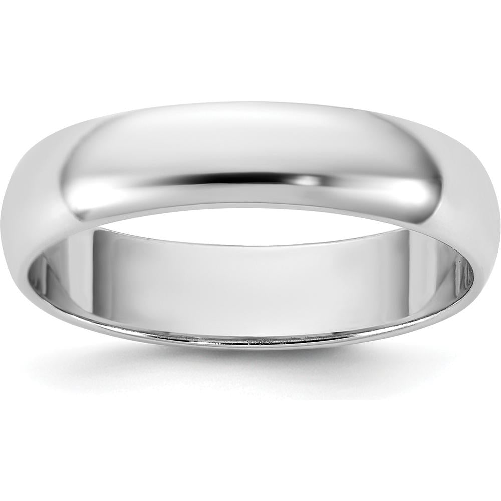 14K White Gold 4.5mm Domed Half Round Wedding Band with Polished Finish - Size 8 by Luciano & Cie