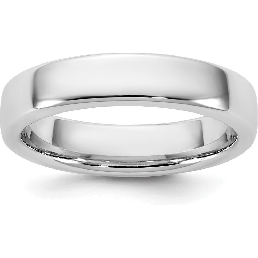 14K White Gold 4.5mm European Comfort Fit Domed Wedding Band - Polished Finish by 0
