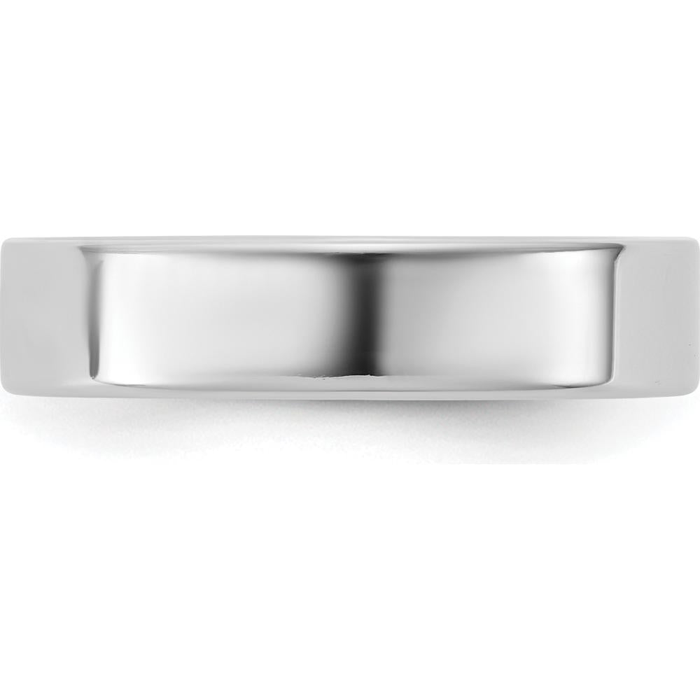 14K White Gold 4.5mm Flat Band Wedding Ring - Polished Finish, Engravable by Luciano & Cie