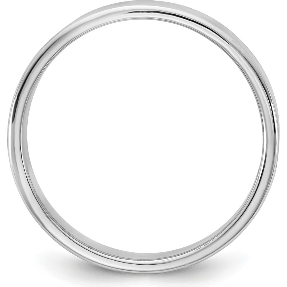 14K White Gold 4.5mm Flat Band Wedding Ring with Rhodium Plating - Size 7 by Luciano & Cie