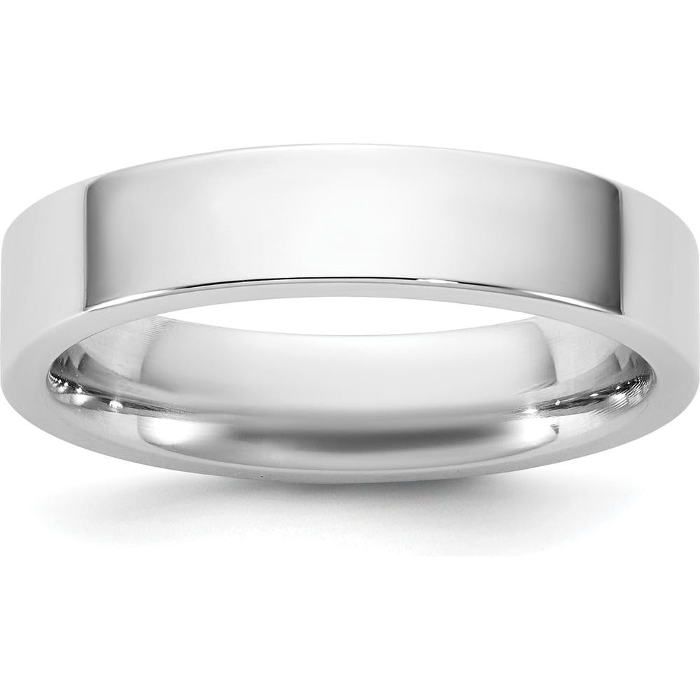 14K White Gold 4.5mm Flat Comfort Fit Wedding Band - Polished Finish, Engravable by Luciano & Cie